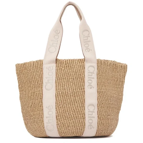 CHLOE Woody raffia tote bag - Picture 1 of 7